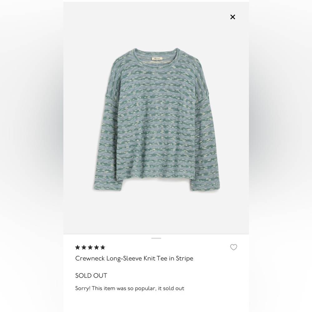Madewell Green and White Knit Sweater